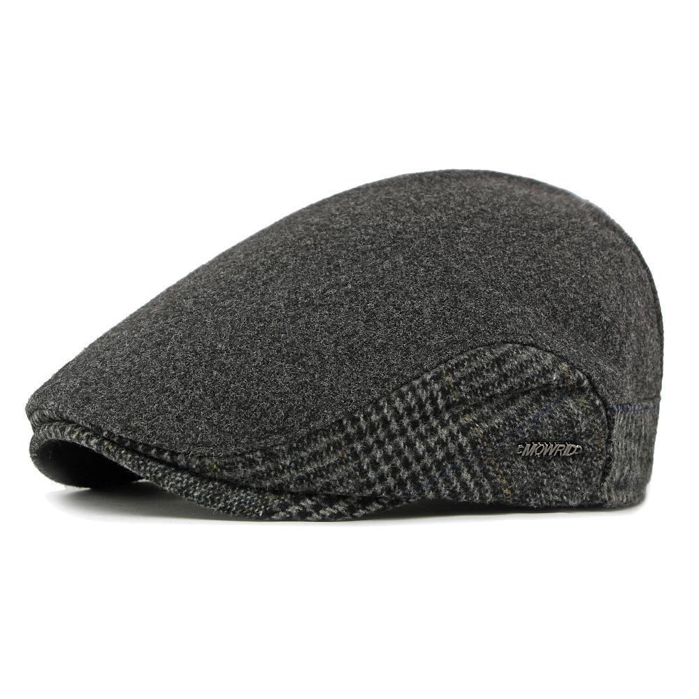Autumn Winter Fleece Hat Men's Beret British Progressive Hat Retro Cap Woolen Hat