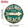 Vintage Beach Iron Sign Round Metal Wall Art Home Decor