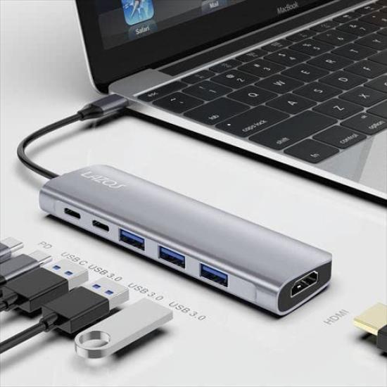 Leader Media Techno LAZOS USB 4K HDMI PD Silver 3.1 Type-C Hub, 6-in-1, Port, Port,