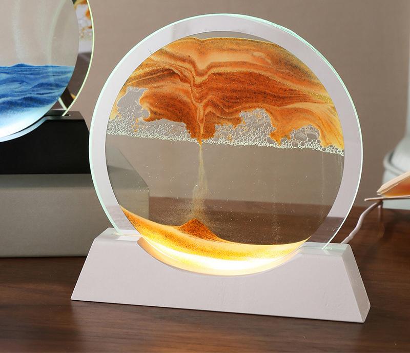 Sandscape Moving Sand Art Picture Table Lamp 3D Hourglass Quicksand Flowing Sand Painting Office Desktop Home Decor Gifts
