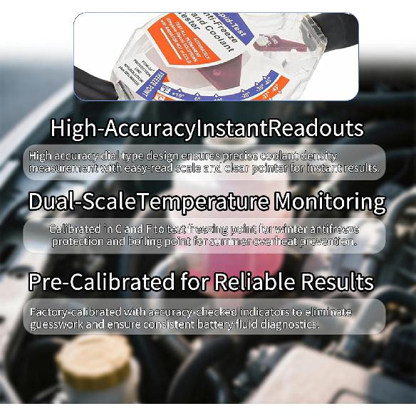 Coolant Tester Accessory, Antifreeze Tester For Understanding The State Of Coolant, Battery Hydrometer For Testing Hot Or Cold Batteries On