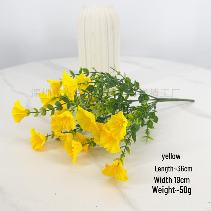 Artificial Morning Glory Trumpet Flower Bouquet for Décor жёлтый