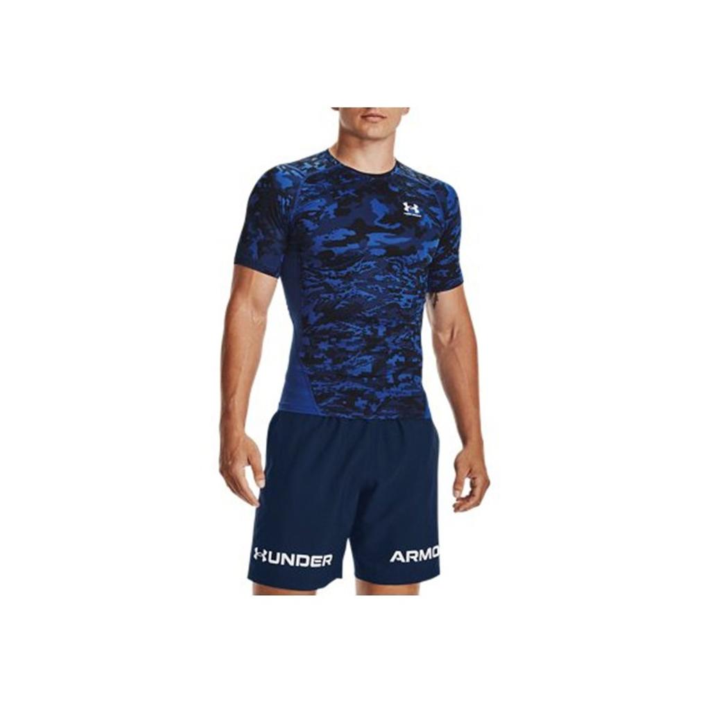 Under Armour HeatGear® Camouflage Training Running Fitness Shirt Men Tops Blue 1361519-432