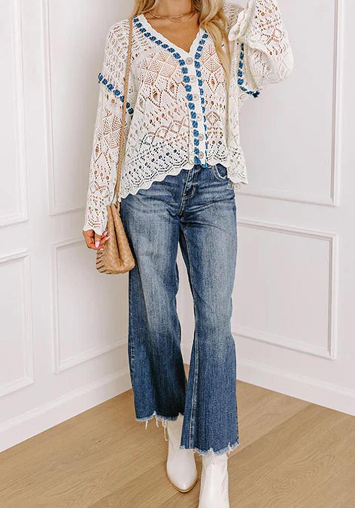 Sciarpa Versatile con Frange da Donna Taglie Forti Europea 2026 - Sottile, Lavorazione a Rete, Cardigan Primavera/Autunno, Maglieria alla Moda