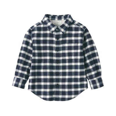 MUJI Flanellhemd mit langen Ärmeln Unisex Baby CCL09A2A Navy Kariert Größe 80 Doppelseitig (Baby)