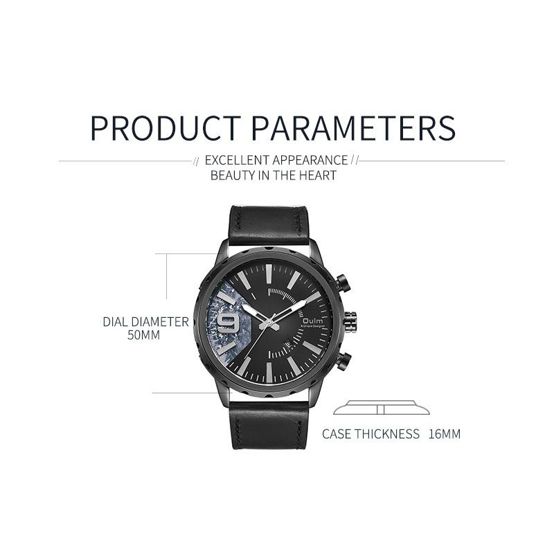Oulm Men's Watch Quartz Watch Genuine Leather Watch Personalized Calendar Men's Watch