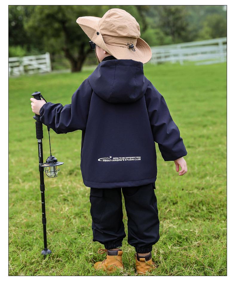 2025 Children's 3-in-1 Fleece-Lined Windbreaker - Boys' Hooded Jacket for Autumn & Winter