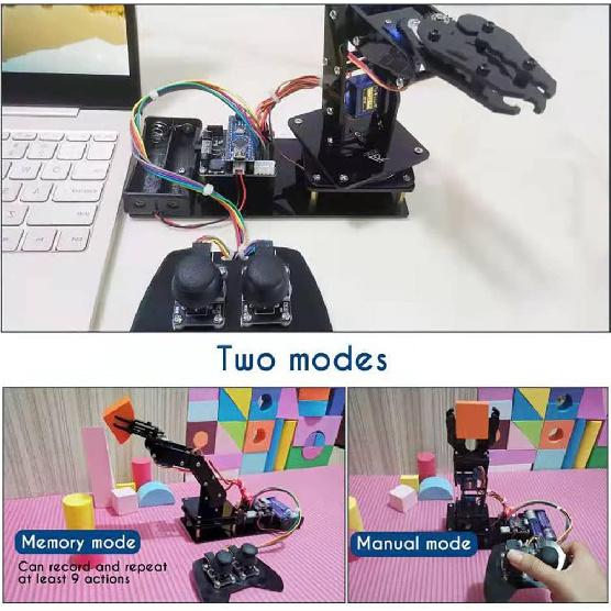 Roboterarm für Arduino, Intelligentes Roboter-Bauset, das Bewegungen speichern und wiederholen kann, für Anfänger/Jugendliche/Erwachsene zum Erlernen von Elektronik, Programmierung,