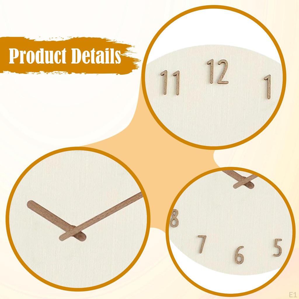 Round Hanging Clock Non Ticking 12inch Silent Movement Wall Watch for Anniversary Dorm Kitchen