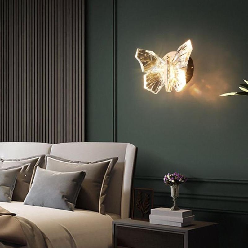 Light Luxury LED Butterfly Wall Lamp Dimmable Rotatable for Bedroom Bedside Aisle Villa Home Decor Free Shipping