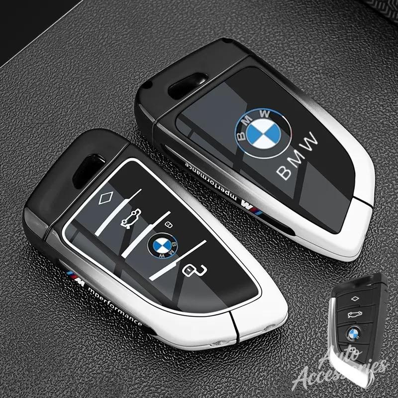 LLIT4 Metal Leather Car Key Case Cover Full Protection Shell For BMW 3 5 7 2 4 Series M Power X1 X2 X3 X4 X5 X6 X7 Keyring Accessories