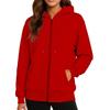 Felpa con cappuccio da donna con zip intera, felpa casual a maniche lunghe con cappuccio e tasche, top morbido e leggero con coulisse