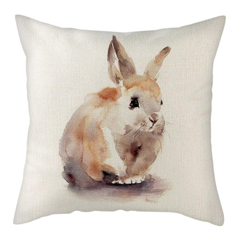 45X45Cm Rabbit Photo Cushion Cover Grey Pattern Pillow Polyester Pillowcase