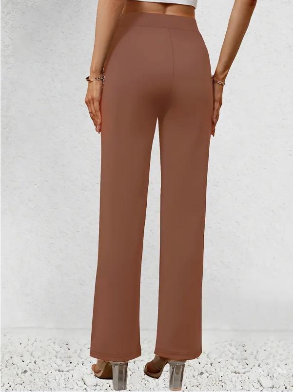Sofort verfügbar High Waist Lässige Einfarbige Damen Gerade Hosen für Frühling, Sommer, Herbst