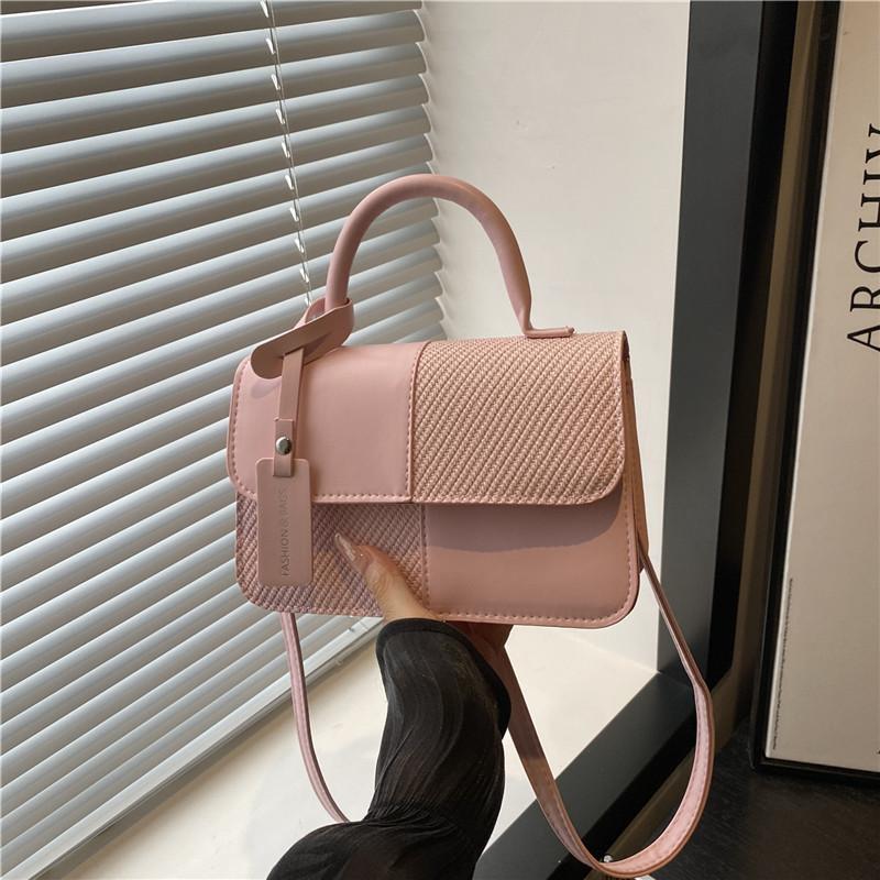 

Retro color matching bag women s messenger bag new simple and versatile portable small square bag high-end fashion shoulder women s bag розовый
