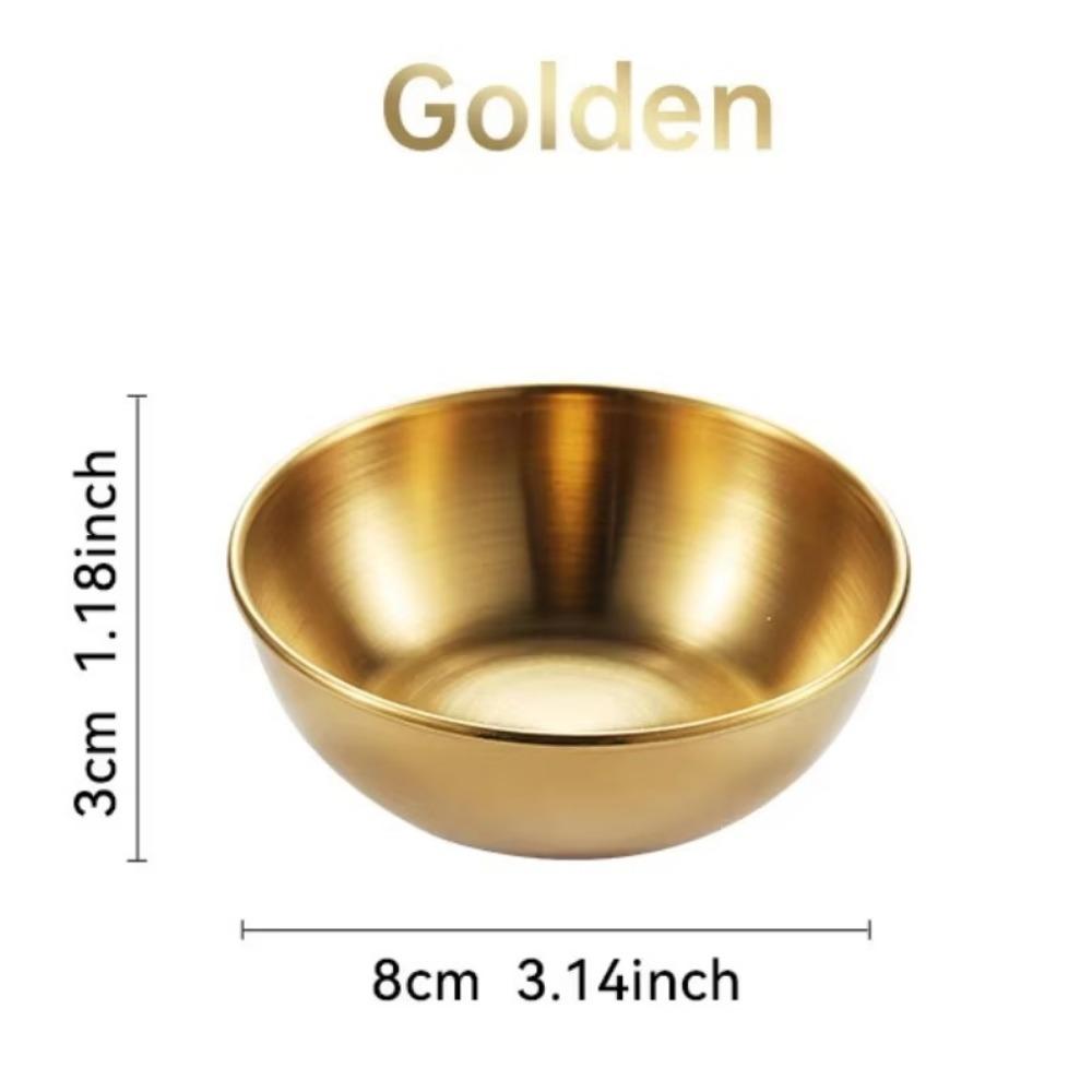 4pcs New Stainless Steel Seasoning Serving Tray Gold Mini Spice Plates Round Household Soy Sauce Dish Plates Specialty Tableware
