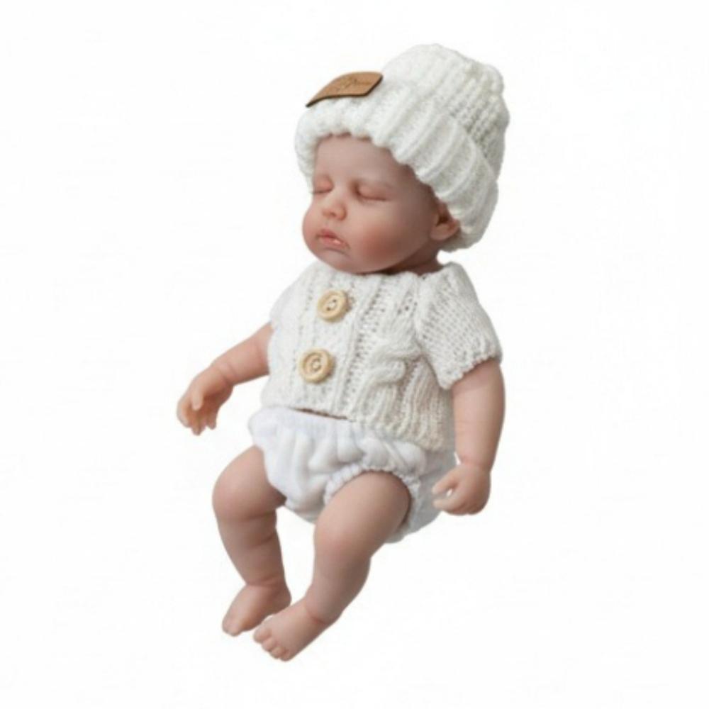 Lebensechte 8 Zoll Mini Reborn Babypuppen LouLou Realistisch Aussehend Super Weich Vollmassiv Silikon Neugeborenenpuppen Lebende Babypuppen für Mädchen Kinder Weihnachtsgeschenke