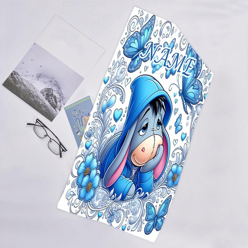 1pc Eeyore1 Beach Towel with Custom Name, Beach/Swimming/Bath/Picnic/Camping Towel, Suitable for Seaside Beaches