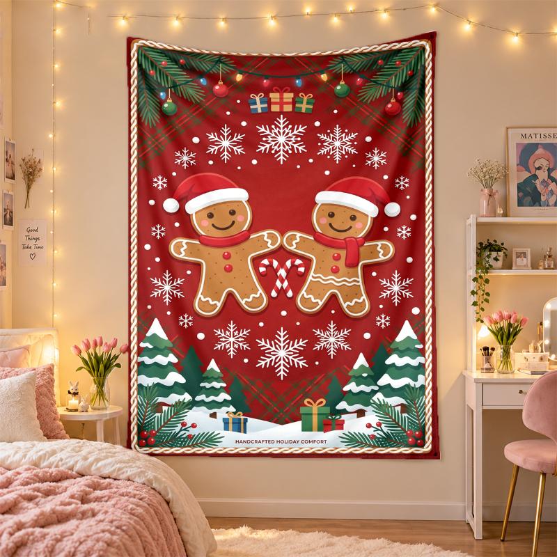 Christmas Printed Tapestry Wall Hanging For Bedroom Living Room Wall Decor Holiday Gift