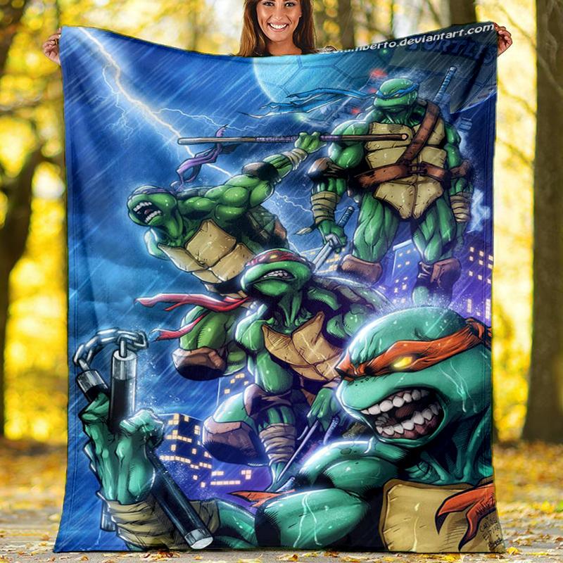 Mutant Turtles Print Flannel Blanket, Soft Warm Lightweight Throw Blanket for living Room,Sofa Bed Camping office