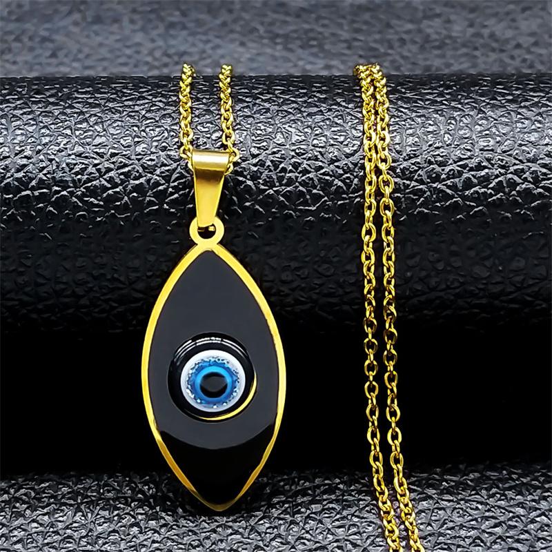 Lucky Evil Eye and Amulet Protection Necklace Women Stainless Steel Pendant Turkish Evil Blue Eye Necklaces Jewelry for Girls