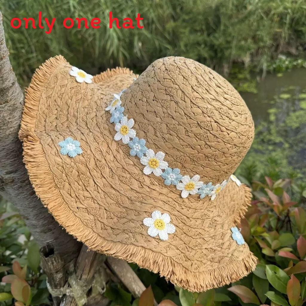 

Straw Hat Sun Protection With Large Brim For Beach Vacation And Outdoor Activities хакі