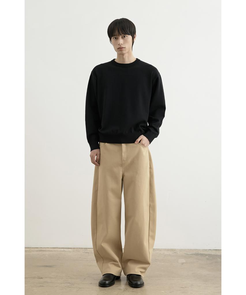 WHOLOVESART Twist Volume Curved Cotton Pants Beige