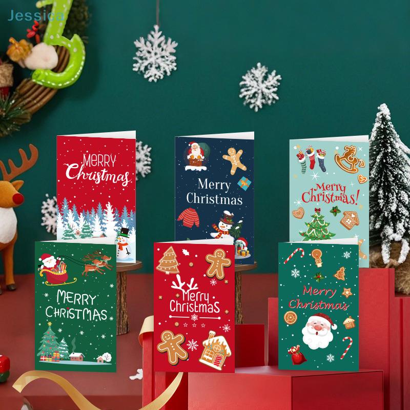 6Pcs Christmas Greeting Card Set Festive Santa/Snowman/Gingerbread Themed Holiday Cards For Gift Messages & Party Favors