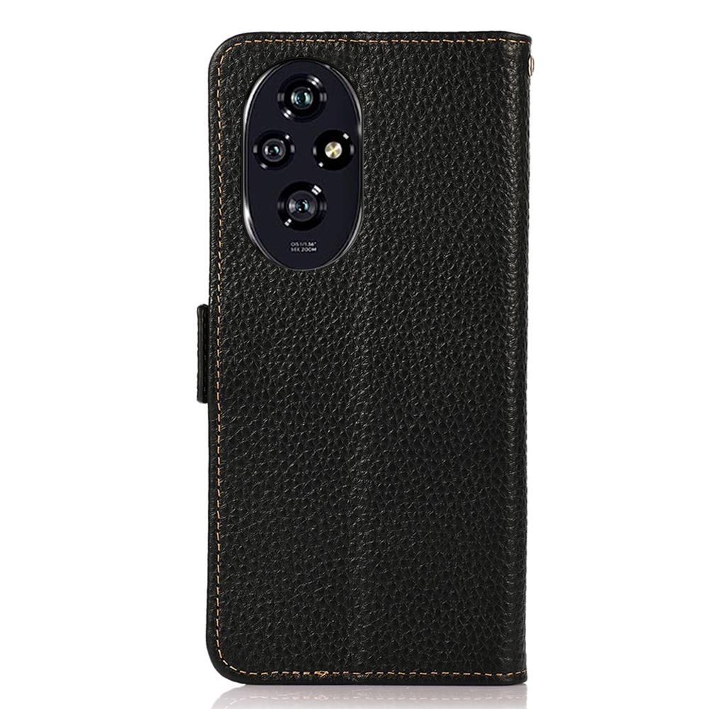 KHAZNEH For Honor 200 Pro 5G Phone Case RFID Blocking Genuine Cow Leather Flip Cover