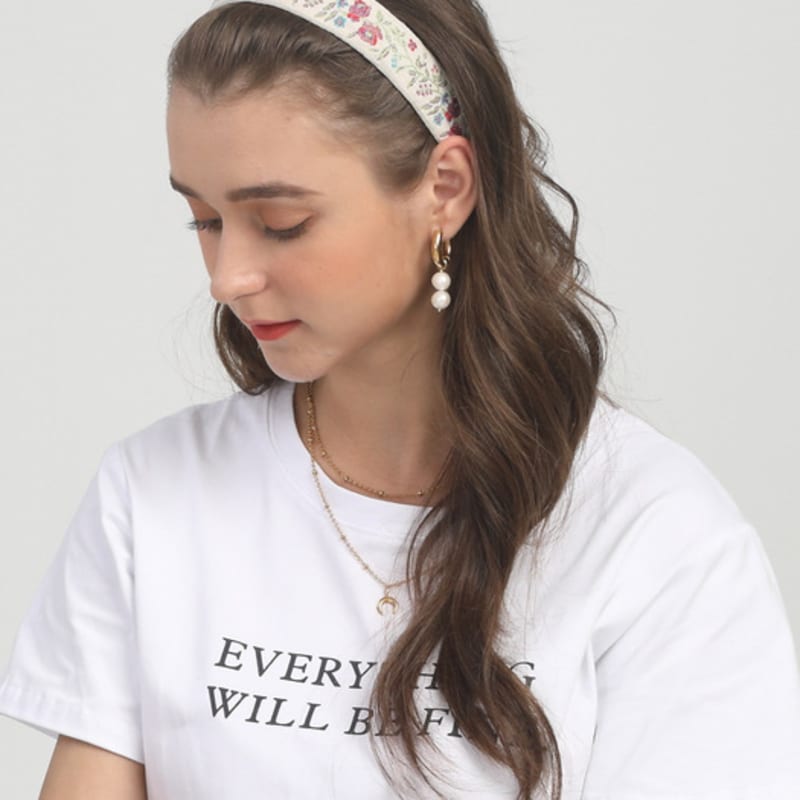 LALA Rose Pattern Hairband P-White Red