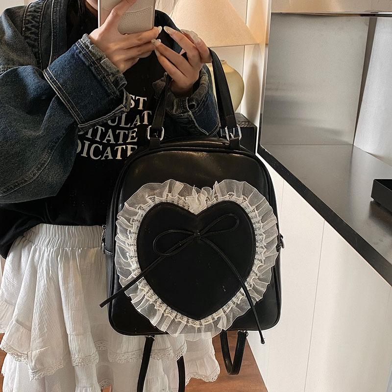 Large Capacity Handbag Women's New Fashion Lace Love Bow Backpack