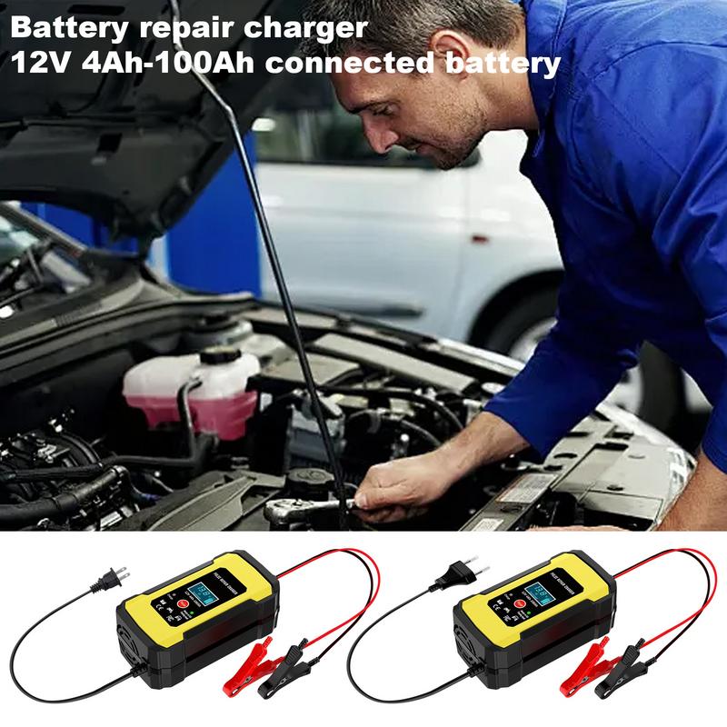 Battery Maintainer Motorcycle 12V6A Smart Car Battery Repairing Pulse Charger 4Ah-100Ah Automotive Battery Repair Supplies For