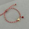 Vlen Lucky Red Rope Braided Bracelet Gold Heart Charm Beaded Bracelet Adjustable Minimalist Jewelry For Women Birthday Gift