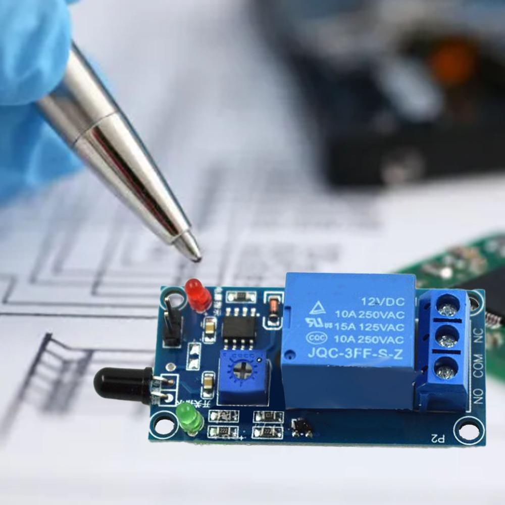 DC 12V Fire Detection Module 60 Degree Detection Angle Fire Alarm Sensor Relay Module  Factory