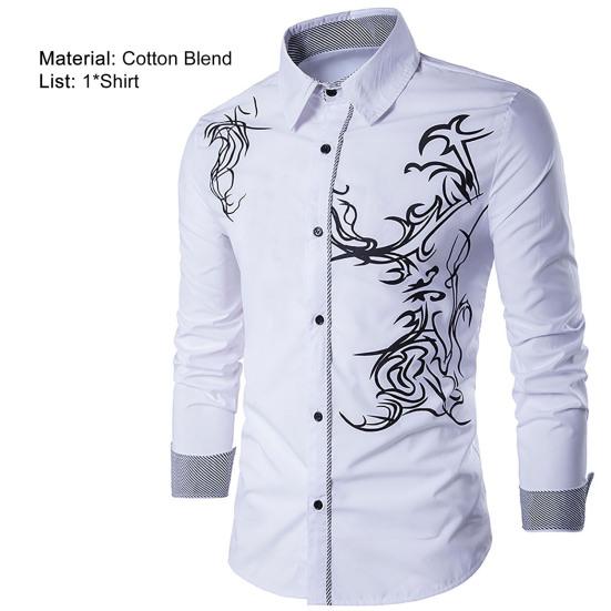 Men Shirt Turn-down Collar Single-breasted Slim Fit Ethnic Style Spring Shirt for Daily Wear