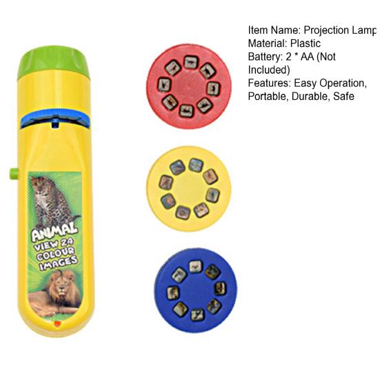 Dinosaur Projector Flashlight for Kids 24 Animal Images with 3 Discs Adjustable Focus Night Light And Storyteller