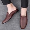 Slip on Half Shoes for Men High Quality Leather Casual Shoes Soft Italian Loafers Comfy Summer Fashion Moccasins Muller Shoes