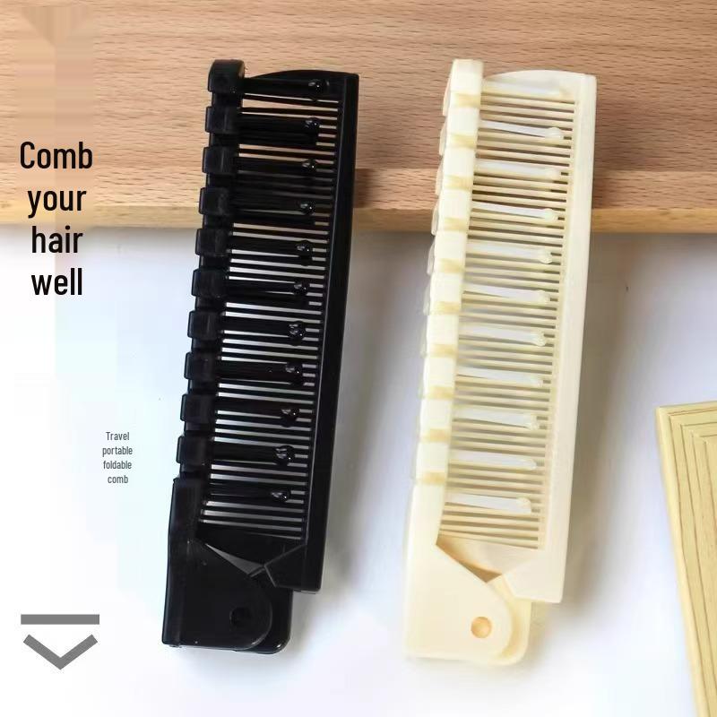 Portable Folding Comb for Men & Women - Ideal for Long, Straight, or Frizzy Hair - Quiet, Anti-Frizz, Wide-Tooth Design