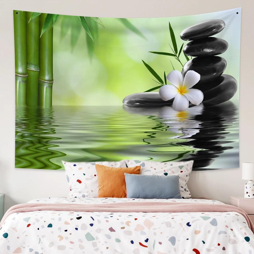 Lotus Forest Tapestry Bohemian Bedroom Waterfall Pattern Background Cloth Home Decor Living Room Wall Hanging Cloth