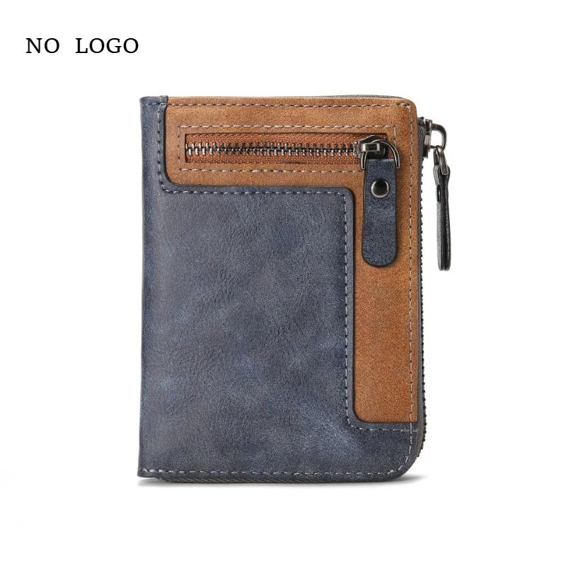 Trendy Luxury Men's Wallet Designer Male Short Zipper Leather 3 Fold Money Clip Card Holder High Quality Retro Coin Purse