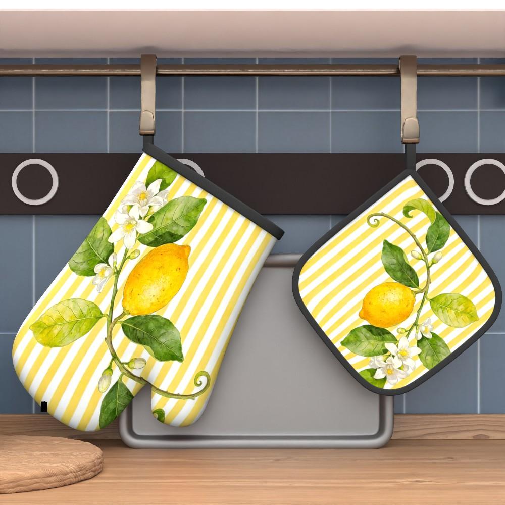 2PC 10.6*6.7 Inch Oven Mitt2PC Pot Holder2PC 2PCea Reef Wave Heat Re2PCi2PCtant Oven Mitt2PC And Pot