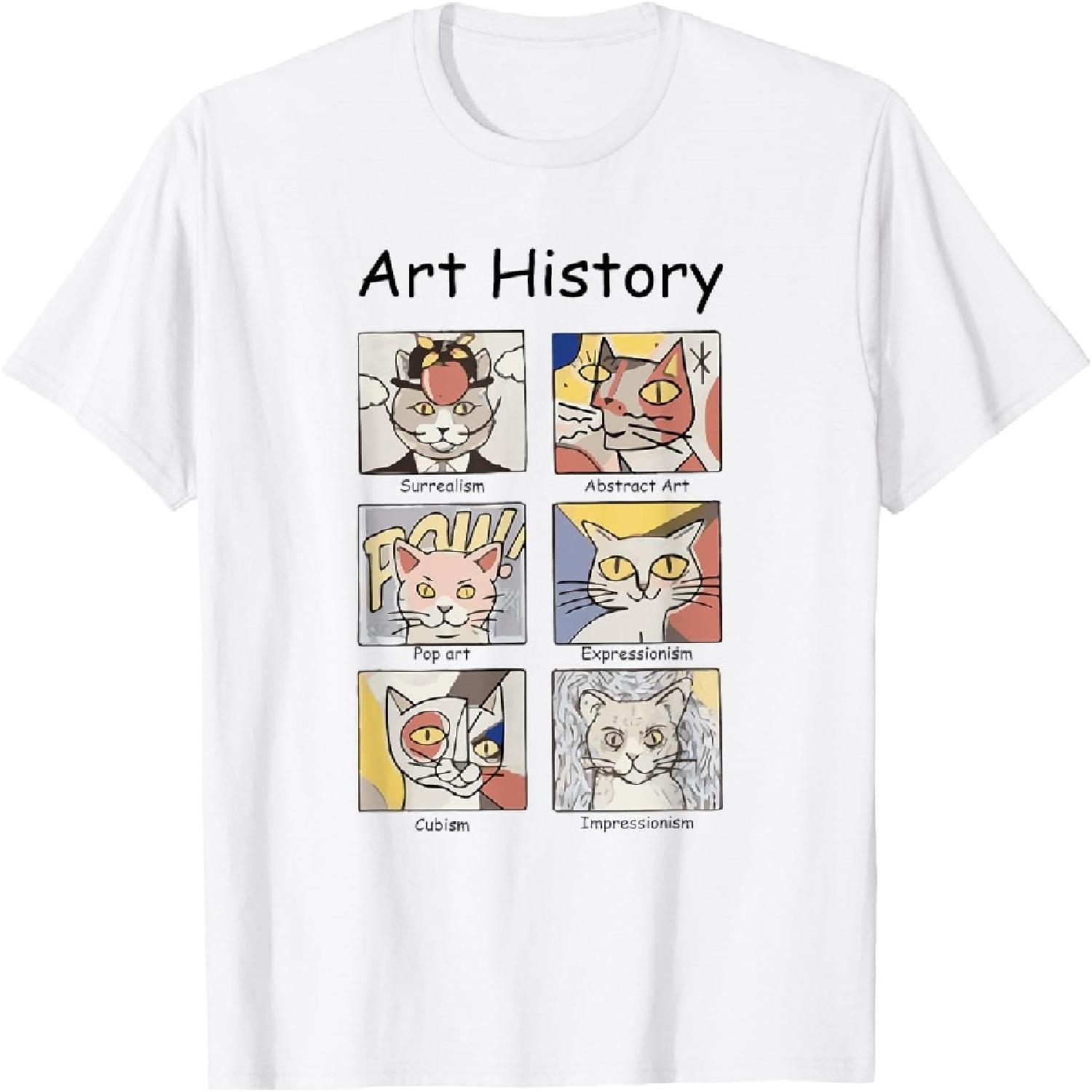 Art History Funny Cat Art Lover Painting Painter Artist T-Shirt for Men Women XXXXXL белый