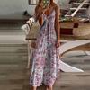 Women  Print  Backless Maxi Dress Sexy Sleeveless Beach Dress