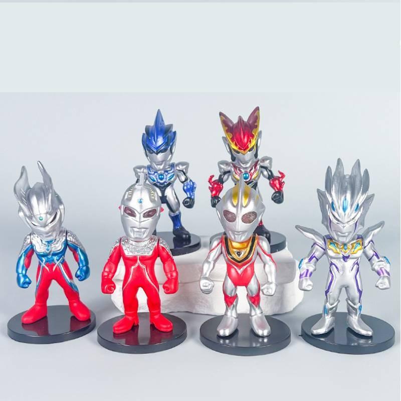 Ultraman Cartoon Character Mini Model Ornament Six Pieces Set For Desktop Decor