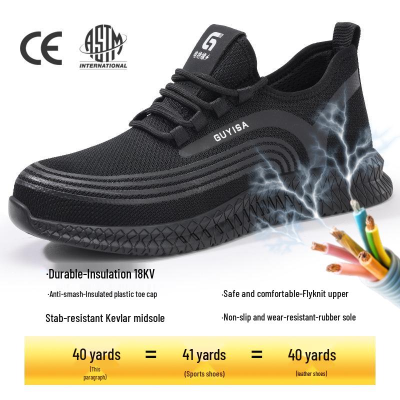 Men's Breathable Safety Shoes: Steel Toe Protection, Anti-Smash, Anti-Puncture, Insulated for Electricians (10KV)