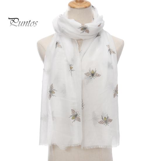 Sun Protection Headscarf for Summer Lightweight Scarf Women, Cute Bee Pattern Neck Scarf, Polyester Daily Commuting Soft Long Thin Shawl Wrap