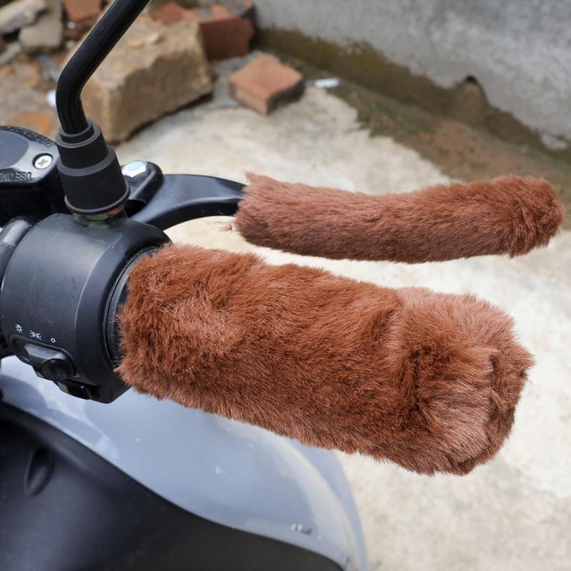Simulated Plush Grip Glove Motorcycle Handle Cover for Winter Thick Warm Handle Gloves Covers Universal Scooters Hand Warmer