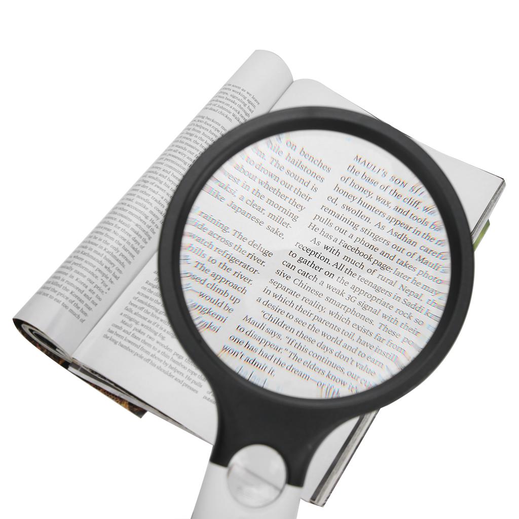 Reading Handheld Magnifying Glass Battery Powered 4LED 4X 30X Lens Magnifier