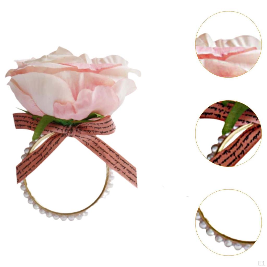 5 ks Květinové kroužky na ubrousky Květinové držáky Ozdoba k výročí Korálkové Dekorativní pro