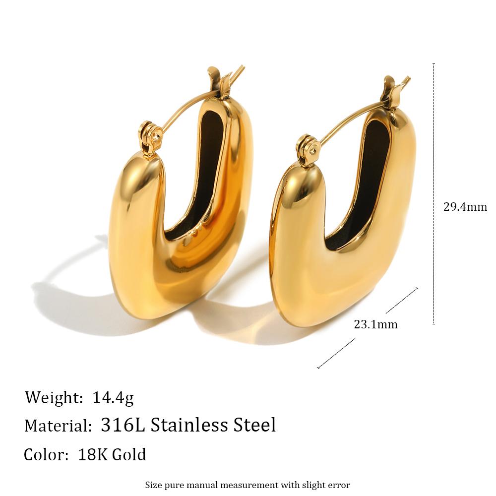 

MamacitaSlay 316L Stainless Steel U-Shaped Hoop Earrings 18K Gold Plated Waterproof Jewelry Women s Classic Earrings 2026 Gift золотой